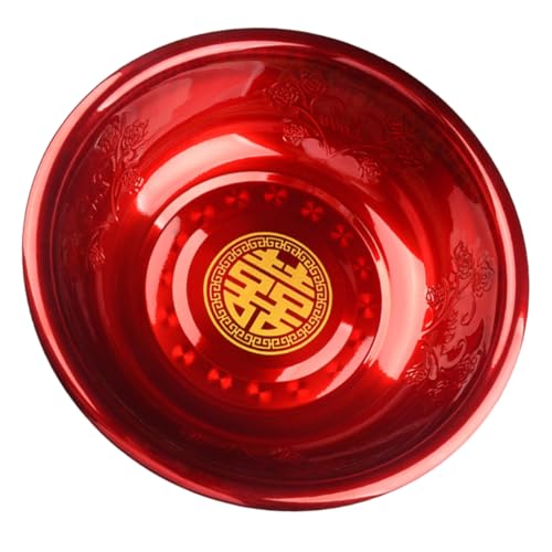 NUOBESTY Roter Hochzeitswaschbecken Metall Dekorativer Waschtrog für Traditionelle Feierlichkeiten mit Goldener Verzierung Robust Leicht zu Reinigen Hochzeitsgeschenk von NUOBESTY