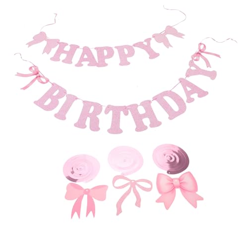 NUOBESTY Schleifen Geburtstagsbanner Set Einzigartige Dekoration mit für Mädchenpartys Partyaccessoires für Festliche Anlässe und Heimdekoration von NUOBESTY