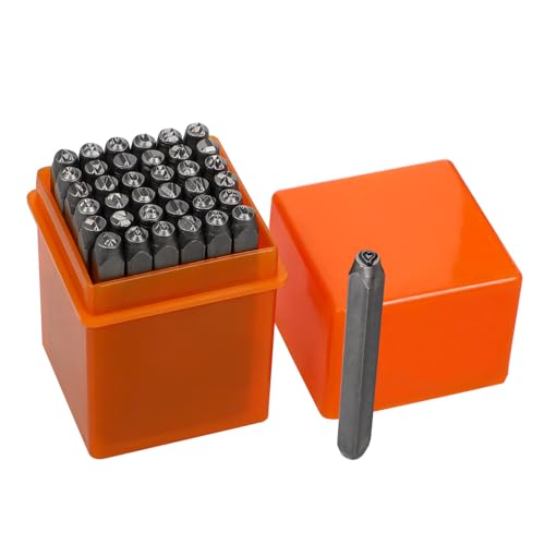 NUOBESTY Stempelset Metall Teiliges Buchstaben und Zahlenstempel Set Kohlenstoffstahl für Schmuckherstellung Präzise Prägung Einfach zu Bedienen mit Aufbewahrungsbox von NUOBESTY