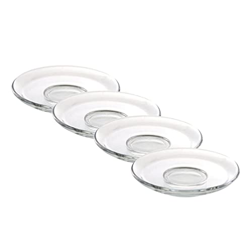 NUOBESTY Untertassen Platten 4 Transparente Kaffeeteller Untertassen Glasteller Snackteller -Tee-Untertasse Trinkgeschirr -Tee-Geschirr für Die Küche zu Hause Kerzenuntersetzer Silber - Snackplatten von NUOBESTY