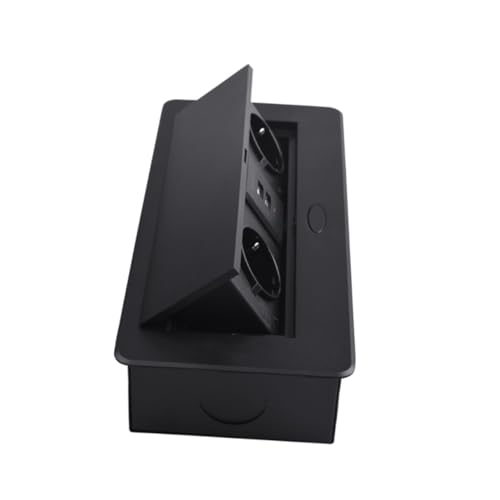 NUOBESTY Versenkbare USB steckdose mit Gedämpftem Aufklappmechanismus Pop up Anschluss für Konferenztisch Werkzeuglose Installation Passend für Euro stecker Schwarz Meeting Socket von NUOBESTY