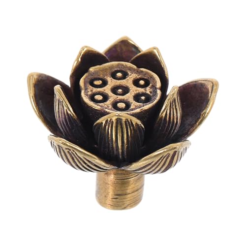 NUOBESTY Vintage Blumenkopf Türklinken Messing Retro Lotusblume Schubladenknöpfe für Möbel Schrank und Küchenschränke Dekorative Möbelbeschläge von NUOBESTY