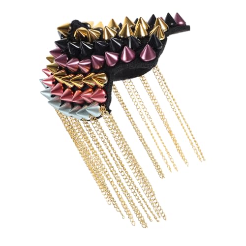 NUOBESTY Vintage Bunte Schulterklappen mit Quasten und Nieten Modische Epauletten als Dekoratives Kostümabzeichen Einteilige Uniform Schulterbadge für Stilvolle Outfitakzente von NUOBESTY