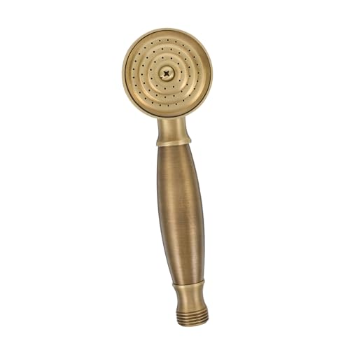 NUOBESTY Vintage Handheld Duschkopf Kupfer Hochdruck Brause Telefonform Retro Antik Stil Handbrause für Klassisches Badezimmer Brushed Finish von NUOBESTY