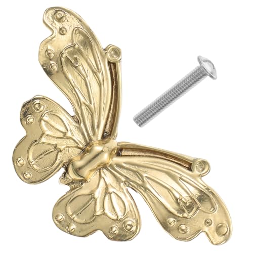 NUOBESTY Vintage Schmetterling Möbelknopf aus Massivem Messing Einzigartiger Goldener Blattgriff Einzelnes Stilvoller Schrankgriff für Kommode Badezimmer Küche Vielseitige Einrichtung für von NUOBESTY