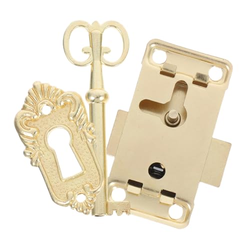 NUOBESTY Vintage Schubladenschloss aus Robustem Legierungsmetall mit Schlüssel Dekoratives Antikes Schmuckkästchen Schloss für Möbel Goldfarben Inklusive Schrauben Sicherer Verschluss von NUOBESTY