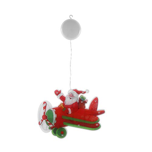 NUOBESTY Weihnachten 3D Hängendes Licht mit Saugnapf Weihnachten Santa Flugzeug Führte Neuheit Lampe Vorhang Umgebungslicht für Urlaub Baum Innenfenster Weg Terrasse Schlafzimmer Dekor von NUOBESTY