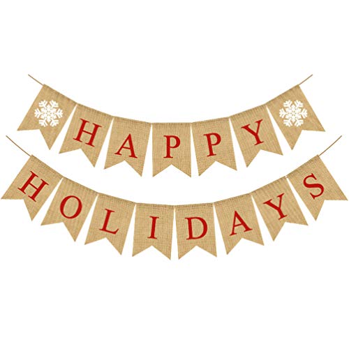 NUOBESTY Weihnachtsdekorationen Weihnachten Leinen Girlande Happy Holidays Banner Buchstaben Bunting Banner für Kamin Baumschmuck Weihnachtsdeko Weihnachtsbaum Xmas Party Deko von NUOBESTY