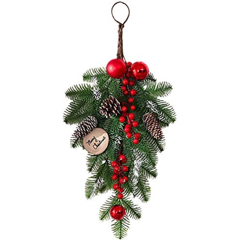 NUOBESTY Weihnachtliche Treppengeländer Swags Briefkasten-Swag Mit Roten Beeren Türbehang Weihnachtskranz in Tropfenform Weihnachtstür Swag Weihnachtsswag Künstlich Armlehne Das Haustier von NUOBESTY