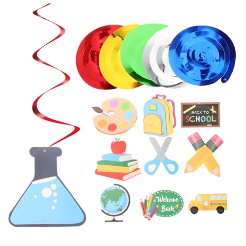 NUOBESTY Willkommensbanner Schulanfang Teilig Spiralförmige Party Deko für Klassenzimmer Leichtes Wiederverwendbares Schulstart Hängeschmuck für Einschulung und Familienfeiern von NUOBESTY