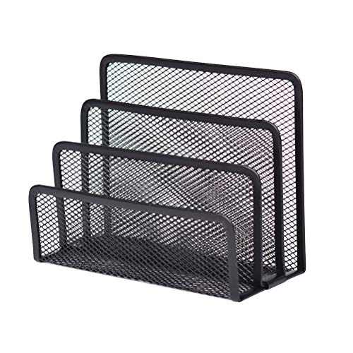 NUOBESTY Zeitungsständer Metal Magazin Organizer Platzsparender Tisch Organizer mit 4 Abschnitte für Wand Schreibtisch (Schwarz) von NUOBESTY