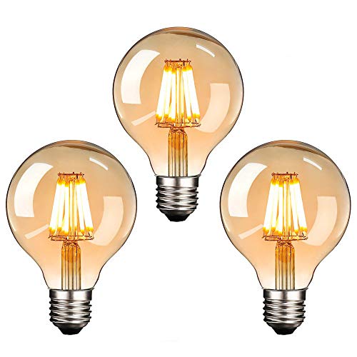 NUODIFAN LED Edison Glühbirne E27, 3 x Retro Glühbirne 8W Dimmbar Vintage Stil LED Filament Birne Lampe Amber Glas (800 Lumens, 2700K) Warmweiß von NUODIFAN