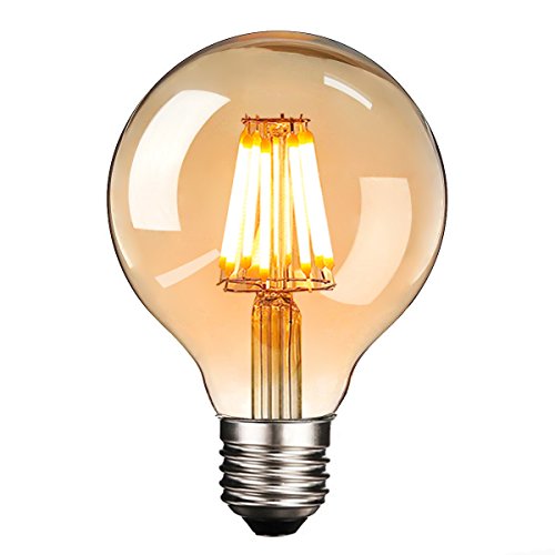 NUODIFAN LED Edison Glühbirne E27, Retro Glühbirne 8W Dimmbar Vintage Stil LED Filament Birne Lampe Amber Glas (800 Lumens, 2700K) von NUODIFAN