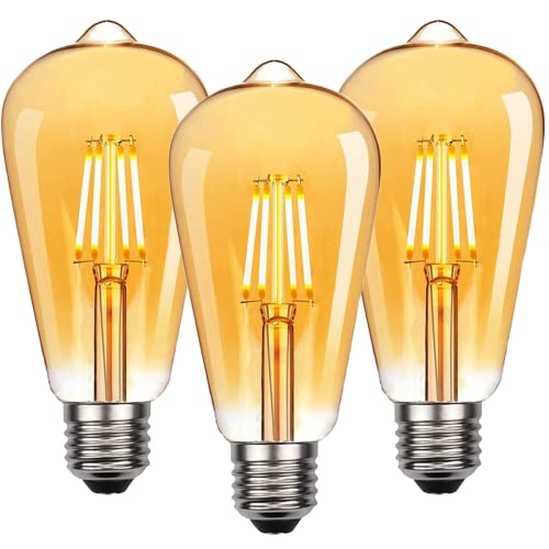 NUODIFAN Edison Vintage Glühbirne, 3 Stück Edison LED Lampe Warmweiß E27 Retro Glühbirne Ideal für Nostalgie und Retro Beleuchtung im Haus Café Bar usw von NUODIFAN