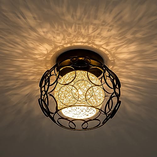 NUODIFAN Vintage Deckenleuchte Flur, LED Geometrischem Metall Vintage Deckenlampe, Deckenleuchte Schwarz Deckenlampe Schlafzimmer Retro Industrial Geeignet für Wohnzimmer und Büro. von NUODIFAN