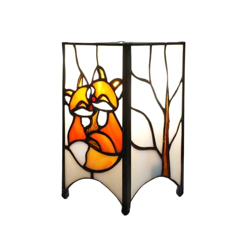 NUODITOS Orange Füchse Tier Nachtlicht Kleine Tiffany Stil Glasmalerei Tischlampe Mini Retro Akzent Licht Einzigartige Hand-Made Nachttischlampe für Home Decor Jungen Mädchen Geschenke NUODITOS Orange Füchse Tier Nachtlicht Kleine Tiffany Stil Glasmalerei Tischlampe Mini Retro Akzent Licht Einzigartige Hand-Made Nachttischlampe für Home Decor Jungen Mädchen Geschenke von NUODITOS