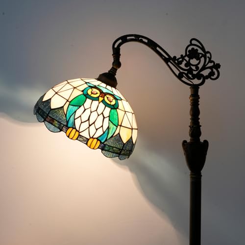 NUODITOS Tiffany Stehlampe Eule Tier Buntglas Stehlampe mit verstellbarem Lampenschirm Tiffany Stil Ecke Stehlampe für Schlafzimmer Wohnzimmer Büro (inkl. Glühbirne) von NUODITOS