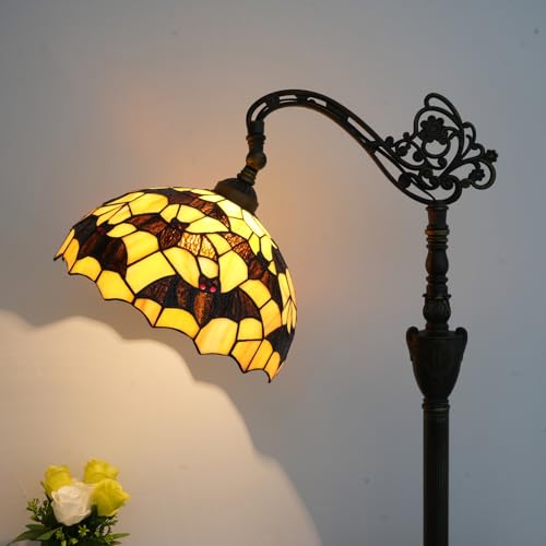 NUODITOS Tiffany Stehlampe Schwarz Fledermäuse Glasmalerei Stehlampe mit verstellbarem Lampenschirm Tiffany Stil Ecke Stehlampe für Schlafzimmer Wohnzimmer Büro (Glühbirne enthalten) von NUODITOS