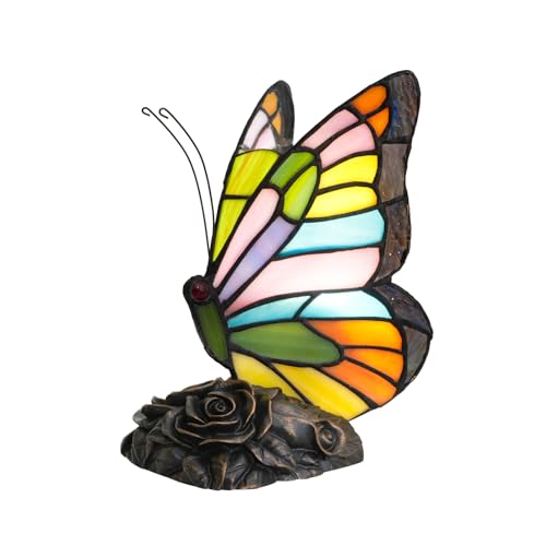 NUODITOS Tiffany Style Schmetterling Lampe Bunte Glasmalerei Tischlampe Kleine Nachttischlampe für Mädchen Oma Mütter Tag Geschenke NUODITOS Tiffany Style Schmetterling Lampe Bunte Glasmalerei Tischlampe Kleine Nachttischlampe für Mädchen Oma Mütter Tag Geschenke von NUODITOS