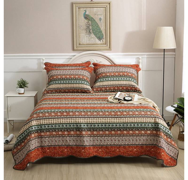 NUODWELL Bettwäsche Tagesdecke, Baumwolle 3 Teilig Doppelbett Bettdecke mit 2 Kissenbezug, Baumwollbettdecke Zweiseitige, Größe 230x250 oder 250x270cm von NUODWELL