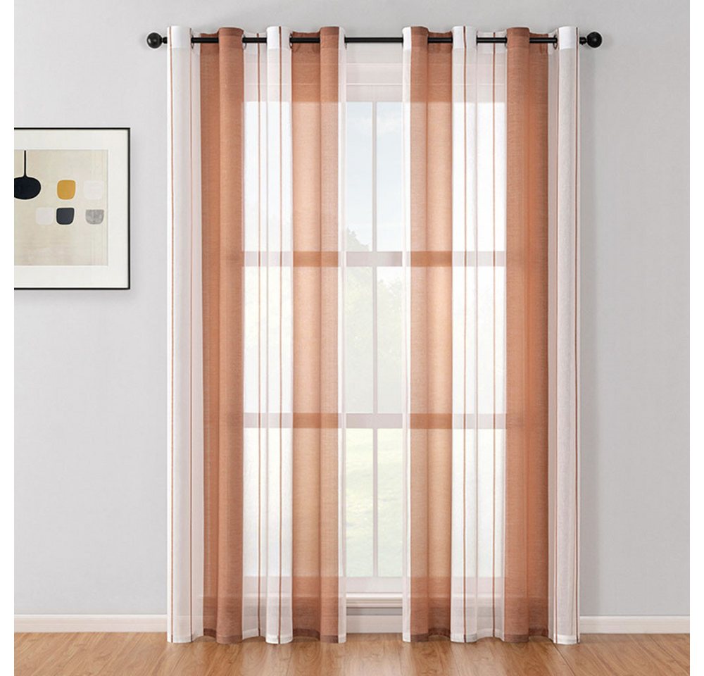 NUODWELL Gardine 2er Set Voile Gardinen mit Ösen, Kurz Streifen Vorhang Halbtransparent NUODWELL Gardine 2er Set Voile Gardinen mit Ösen, Kurz Streifen Vorhang Halbtransparent von NUODWELL