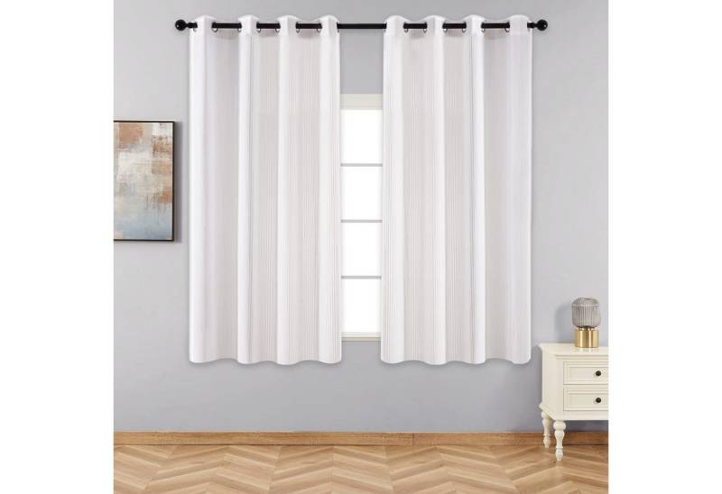 NUODWELL Gardine 2er Set Voile Gardinen mit Ösen, Weiß Lichtdurchlässige Vorhänge, Luftig, halbtransparente, modern und langlebig für jedes Fenster von NUODWELL