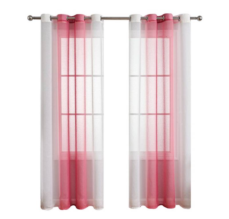 NUODWELL Gardine 2er Set Voile Vorhänge, Gardinen Gestreift Lichtdurchlässig mit Ösen von NUODWELL