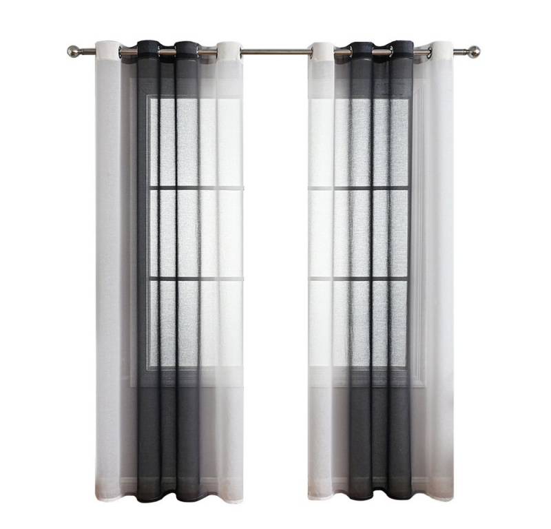 NUODWELL Gardine 2er Set Voile Vorhänge, Gardinen Gestreift Lichtdurchlässig mit Ösen von NUODWELL