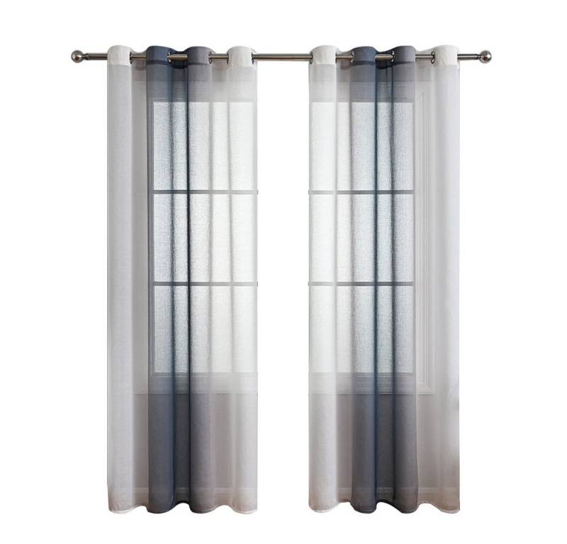NUODWELL Gardine 2er Set Voile Vorhänge, Gardinen Gestreift Lichtdurchlässig mit Ösen von NUODWELL
