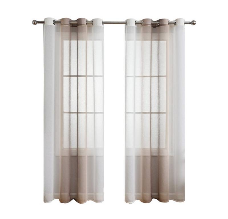 NUODWELL Gardine 2er Set Voile Vorhänge, Gardinen Gestreift Lichtdurchlässig mit Ösen von NUODWELL
