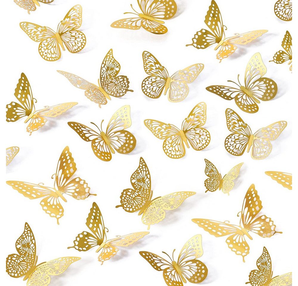 NUODWELL 3D-Wandtattoo 48 Stück 3D Schmetterling Wandaufkleber,4 Arten 3 Größe Deko Aufkleber von NUODWELL
