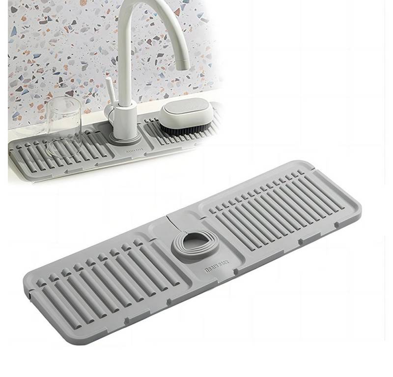NUODWELL Abtropfmatte Silikon Wasserhahn Matte,Schneidbar Spüle Splash Guard Matte für Küche von NUODWELL