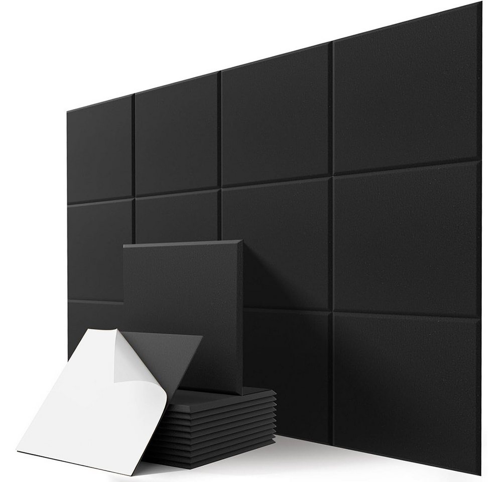 NUODWELL Akustikplatte 12 Stück Akustikplatten Selbstklebend, Hohe Dichte Schallschutzplatten, 30 x 30 x 0.9 cm, für Wanddekoration und Akustische Behandlung von NUODWELL