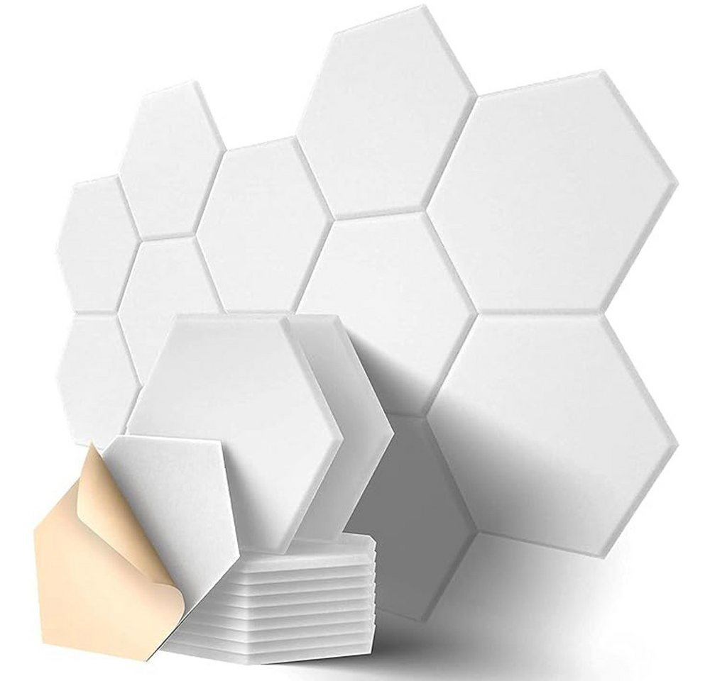 NUODWELL Akustikplatte 12 Stück Hexagon Akustikplatten Selbstklebend, 30x26cm Schallabsorber NUODWELL Akustikplatte 12 Stück Hexagon Akustikplatten Selbstklebend, 30x26cm Schallabsorber von NUODWELL