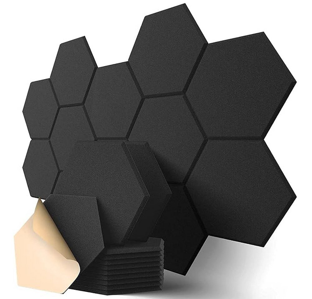 NUODWELL Akustikplatte 12 Stück Hexagon Akustikplatten Selbstklebend, 30x26cm Schallabsorber NUODWELL Akustikplatte 12 Stück Hexagon Akustikplatten Selbstklebend, 30x26cm Schallabsorber von NUODWELL