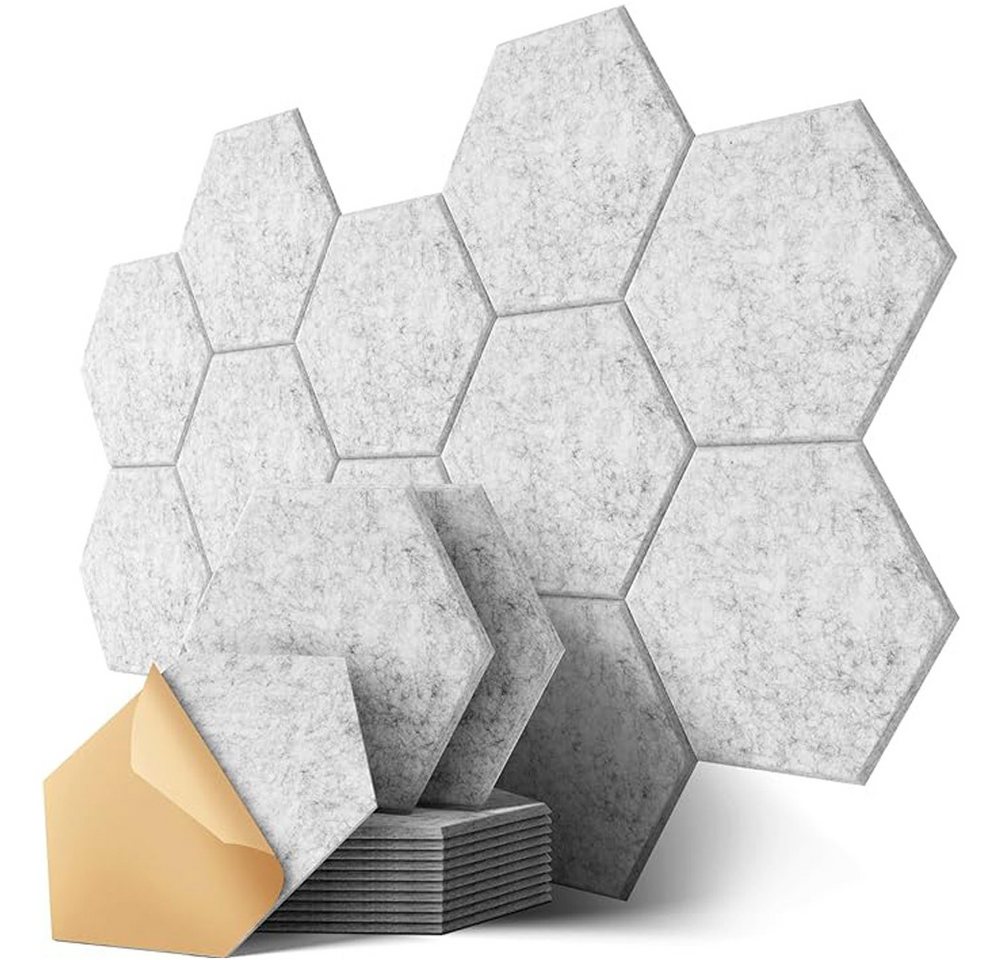 NUODWELL Akustikplatte 12 Stück Hexagon Akustikplatten Selbstklebend, 30x26cm Schallabsorber NUODWELL Akustikplatte 12 Stück Hexagon Akustikplatten Selbstklebend, 30x26cm Schallabsorber von NUODWELL