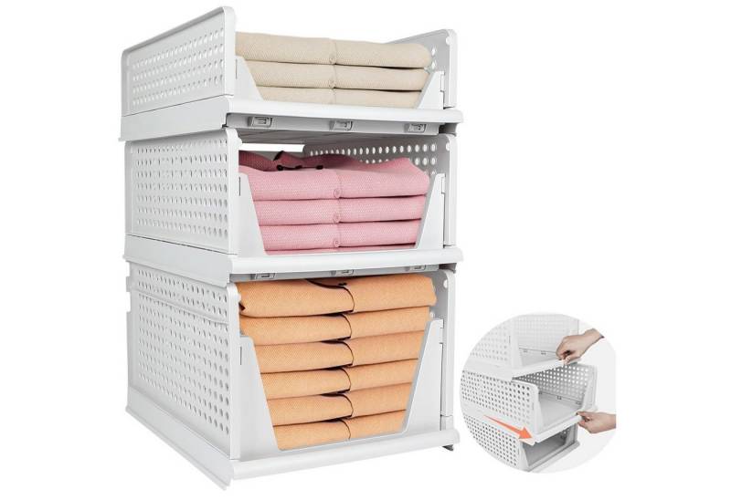 NUODWELL Aufbewahrungsbox Faltbare Schubladenboxen, stapelbarer Kleiderschrank-Organizer (3 St), Leicht ausziehbare Schubladenteiler für Kleidung Schrank Speisekammer von NUODWELL