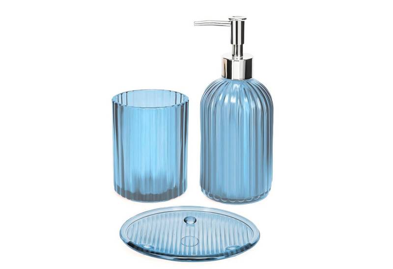 NUODWELL Badezimmer-Set 3-teiliges Badezimmer-Zubehör-Set aus klarem Glas, Badezimmer Set, mit Seifenspender, Seifenschale, Zahnbürstenhalter NUODWELL Badezimmer-Set 3-teiliges Badezimmer-Zubehör-Set aus klarem Glas, Badezimmer Set, mit Seifenspender, Seifenschale, Zahnbürstenhalter von NUODWELL