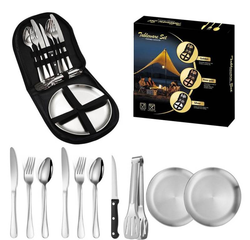 NUODWELL Besteck-Set Campingbesteck Set, Outdoor Besteck, Reisebesteck für 1-2 Personen von NUODWELL