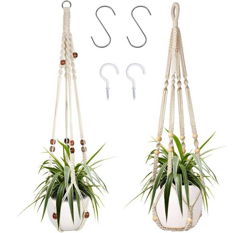 NUODWELL Blumenampel 2 Stück Makramee Blumenampel Boho Deko Baumwollseil Hängeampel von NUODWELL