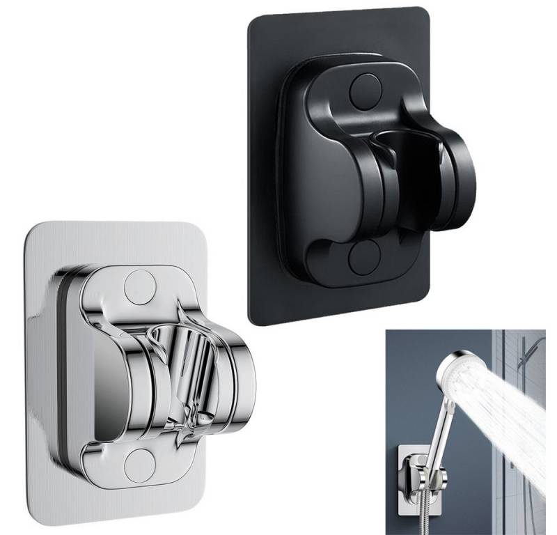NUODWELL Brausegarnitur 2 Stück Duschkopfhalterung, Verstellbar Brausehalterung ohne Bohren, 2 tlg., Starke Klebetechnik für Fliesen/Glas/Metall Universelle Duschhalterung von NUODWELL