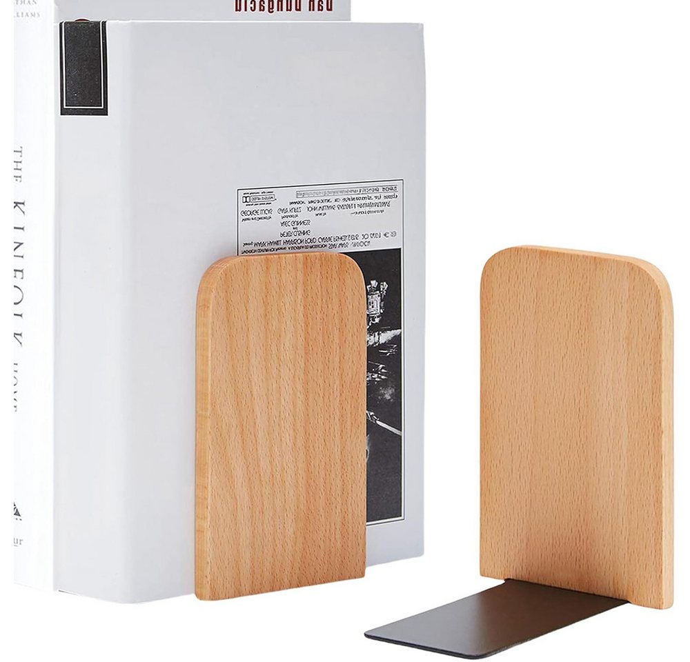 NUODWELL Buchstütze 2 Stück Buchstützen Holz, Heavy Duty Book Ends und Desktop-Organizer (2 St), Buchstützen holz, Bücherhalter für Schule, Büro und Zuhause Desktop von NUODWELL