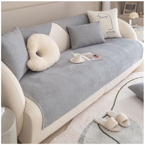 NUODWELL Chenille Sofakissenbezüge, 1/2/3/4-Sitzer, rutschfeste Couchkissen, L-Form, Sofasitzbezüge, Möbelschutz, Sofa-Schonbezüge für alle Jahreszeiten (Grau, 90 x 160 cm) von NUODWELL