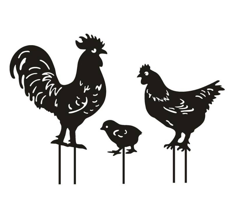 NUODWELL Dekoobjekt Garten Pfähle Kunst, Garten Silhouette, Eisen Huhn Hof Kunst Dekorativ von NUODWELL