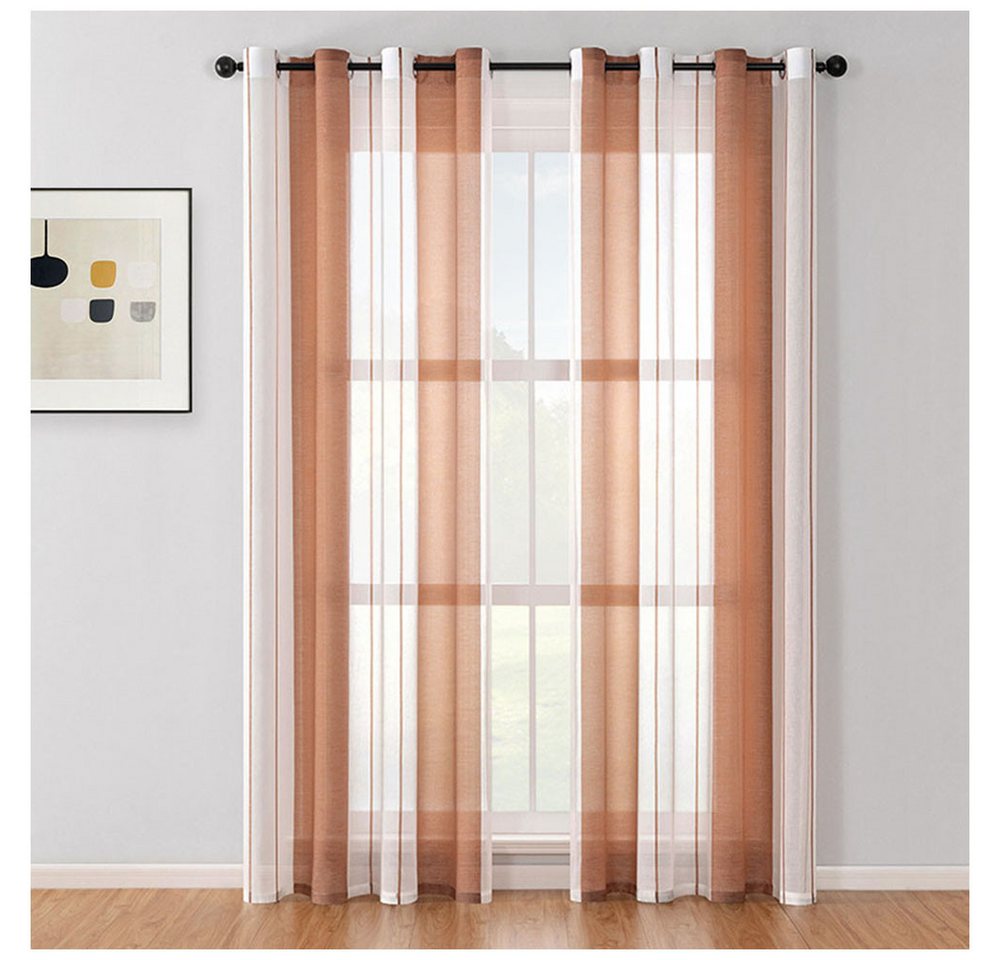 NUODWELL Gardine Voile Gardinen mit Ösen, 2er Set Halbtransparent Streifen Kurz Vorhang NUODWELL Gardine Voile Gardinen mit Ösen, 2er Set Halbtransparent Streifen Kurz Vorhang von NUODWELL