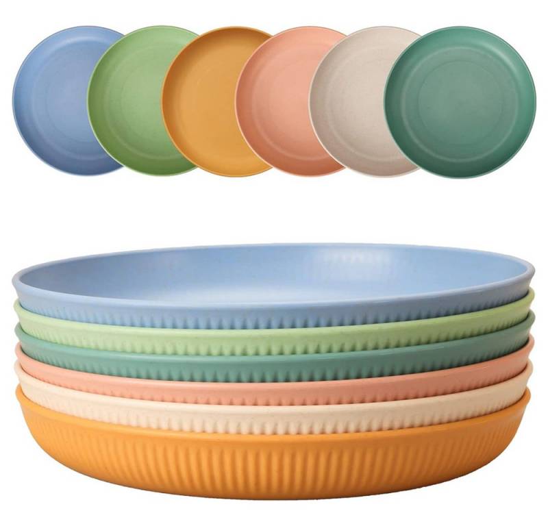 NUODWELL Geschirr-Set 6 Stück Speiseteller, Campingteller, Unzerbrechliches Speiseteller Set, 22,5cm Picknickteller für Salat Pasta Party Zuhause Spülmaschinenfest NUODWELL Geschirr-Set 6 Stück Speiseteller, Campingteller, Unzerbrechliches Speiseteller Set, 22,5cm Picknickteller für Salat Pasta Party Zuhause Spülmaschinenfest von NUODWELL