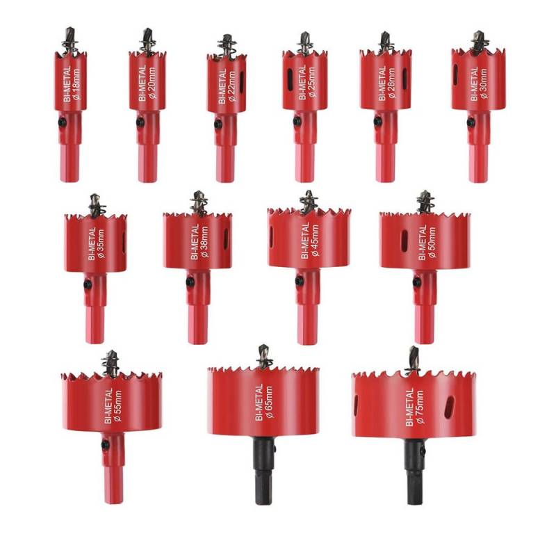NUODWELL Lochsäge 13 PCS Bimetall lochsäge Rot,Universal Lochsäge,Sägeblättern 18mm-75mm NUODWELL Lochsäge 13 PCS Bimetall lochsäge Rot,Universal Lochsäge,Sägeblättern 18mm-75mm von NUODWELL