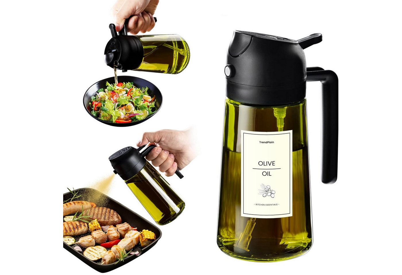 NUODWELL Ölspender 470ml Öl Sprühflasche 2 in 1 Ölsprüher Ölspray lichtschützendem Design, Küchen Gadgets für Kochen, Salat und Grill NUODWELL Ölspender 470ml Öl Sprühflasche 2 in 1 Ölsprüher Ölspray lichtschützendem Design, Küchen Gadgets für Kochen, Salat und Grill von NUODWELL