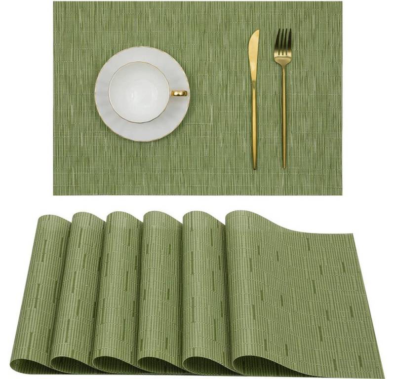 NUODWELL Platzset 6 Stück Tischsets Abwaschbar, Rutschfest Hitzebeständig Platzdeckchen, Vinyl Platzdeckchen für Küche Speisetisch Hotel, Matten 6erSet 30x45cm von NUODWELL