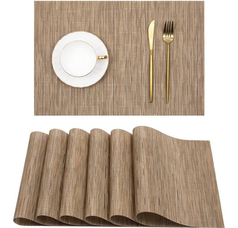 NUODWELL Platzset 6 Stück Tischsets Abwaschbar, Rutschfest Hitzebeständig Platzdeckchen, Vinyl Platzdeckchen für Küche Speisetisch Hotel, Matten 6erSet 30x45cm von NUODWELL